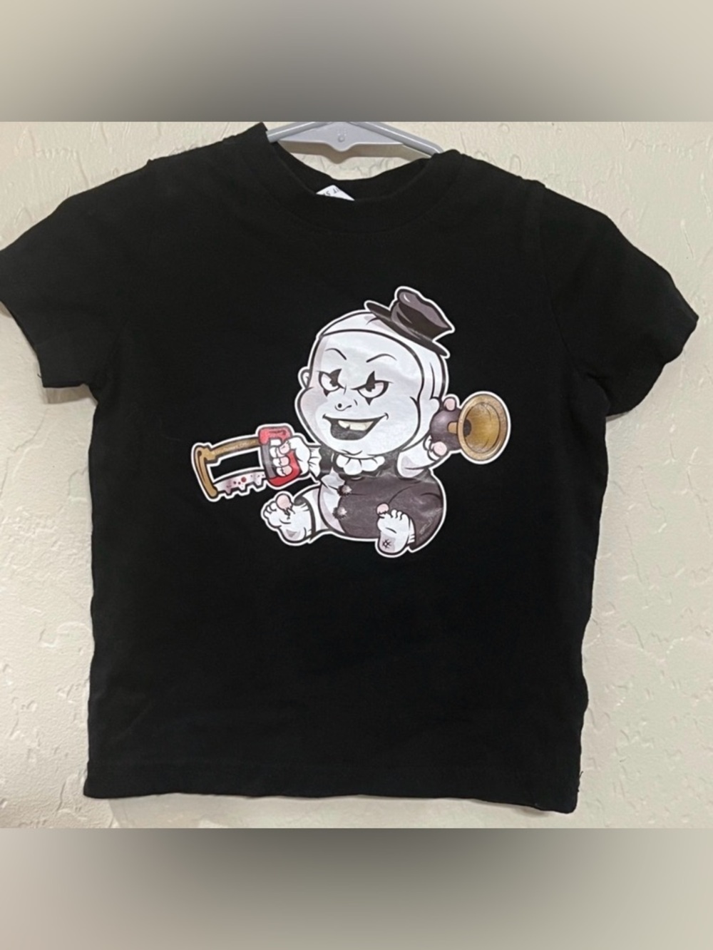 Creepy Clown Graphic Tee Toddler Black Horror Halloween Goth Shirt- Size 2y